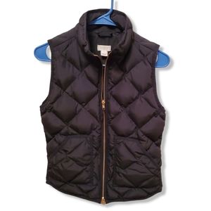 J. Crew Black Quilted Down Filled Double Zipper Vest XXS